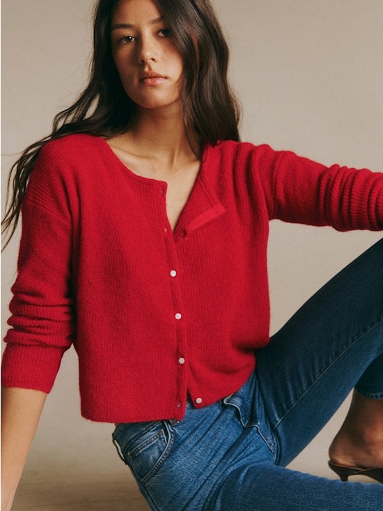 Sezane Sweaters - NWOT Sezane Gaspard Crop Cardigan in Carmine Red